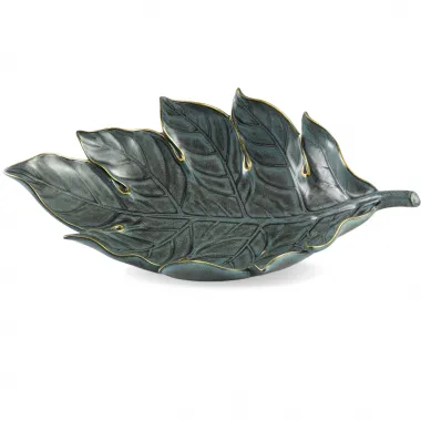 MINH LONG Sake Leaf Plate 42.5cm Gold (LI) 6x1pcs VN