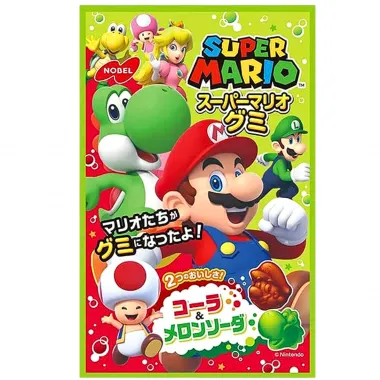 NOBEL Mario Gummy Cola Melon Soda 6x12x50g JP