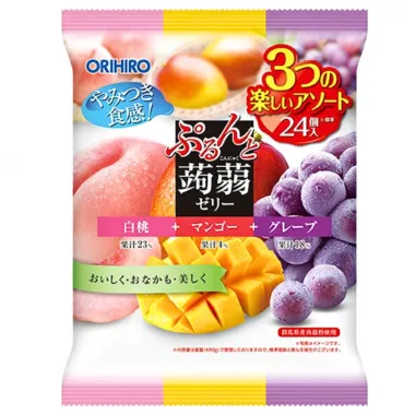 ORIHIRO Peach & Grape Prune Konjac Jelly 12x216g JP