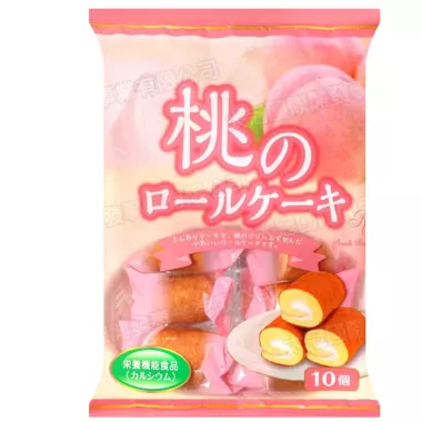 YAMAUCHI CONFECTIONERY Peach Sponge Roll 9x3x140g JP